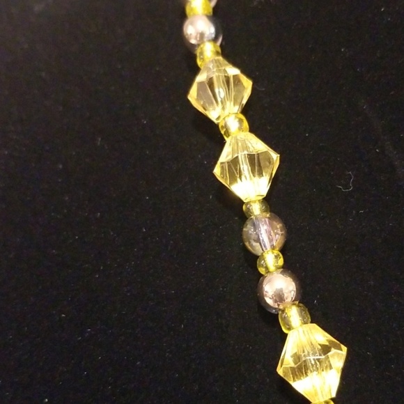 Yellow Crystal Beaded Necklace w/ Matching Earring - Picture 4 of 8